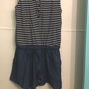 Blue striped summer romper